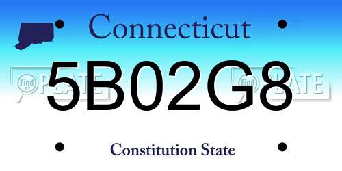 5B02G8 Connecticut License Plate