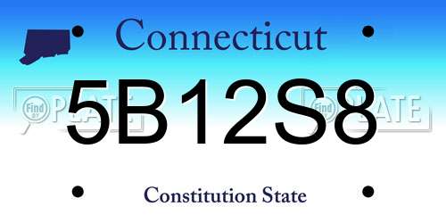 5B12S8 Connecticut License Plate