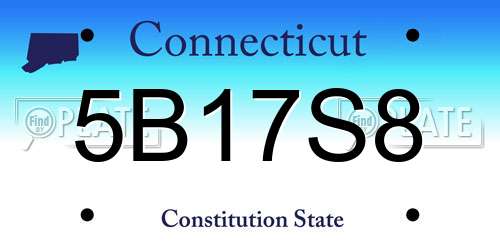 5B17S8 Connecticut License Plate