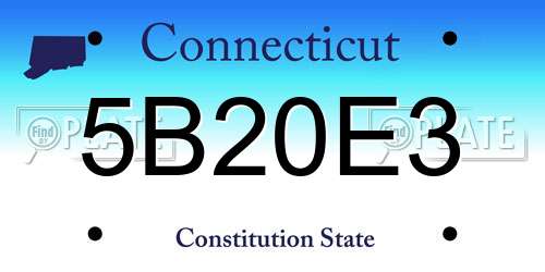 5B20E3 Connecticut License Plate