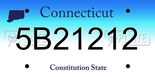 5B21212 Connecticut License Plate