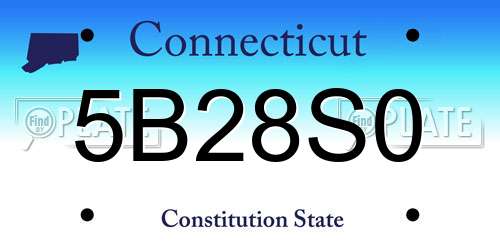 5B28S0 Connecticut License Plate