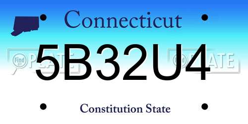 5B32U4 Connecticut License Plate