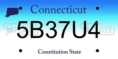 5B37U4 Connecticut License Plate