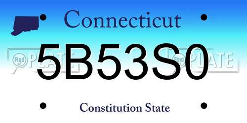 5B53S0 Connecticut License Plate