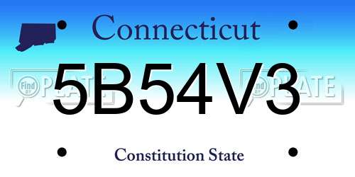 5B54V3 Connecticut License Plate