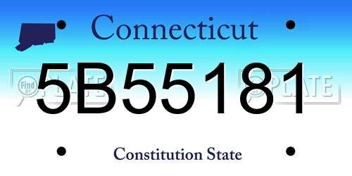5B55181 Connecticut License Plate