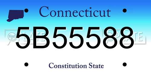 5B55588 Connecticut License Plate