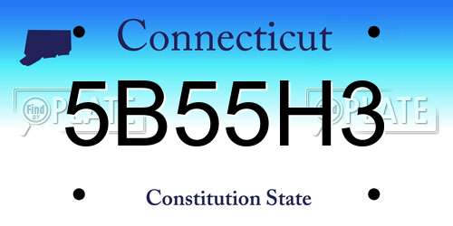 5B55H3 Connecticut License Plate