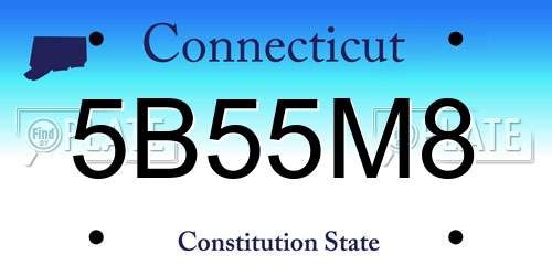 5B55M8 Connecticut License Plate