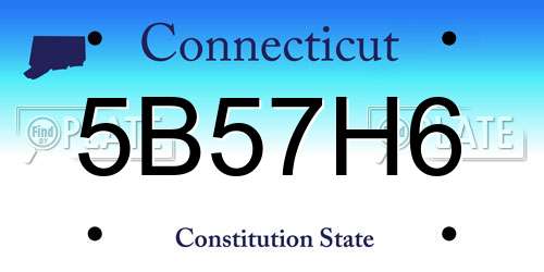 5B57H6 Connecticut License Plate