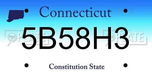5B58H3 Connecticut License Plate