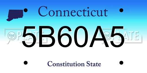 5B60A5 Connecticut License Plate