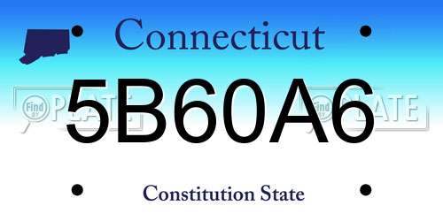 5B60A6 Connecticut License Plate