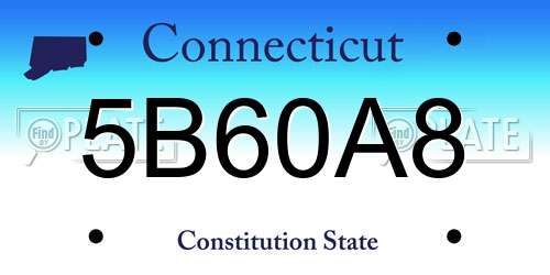 5B60A8 Connecticut License Plate