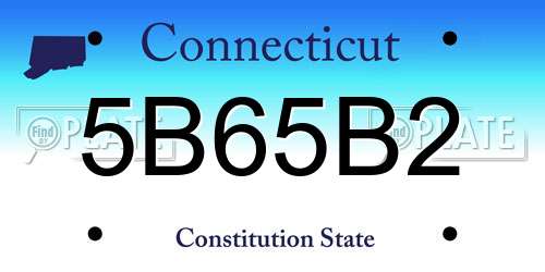 5B65B2 Connecticut License Plate