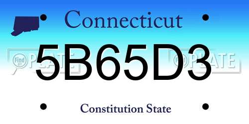 5B65D3 Connecticut License Plate
