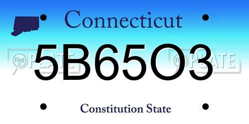 5B65O3 Connecticut License Plate
