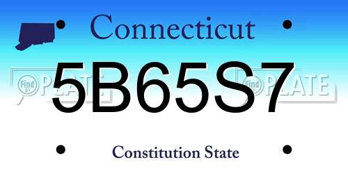 5B65S7 Connecticut License Plate