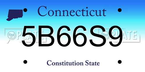 5B66S9 Connecticut License Plate