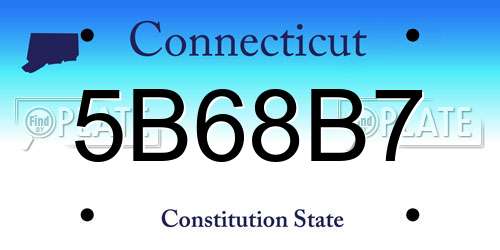 5B68B7 Connecticut License Plate