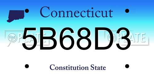5B68D3 Connecticut License Plate