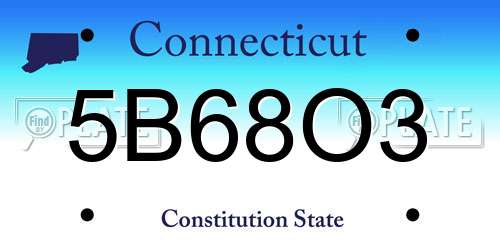 5B68O3 Connecticut License Plate
