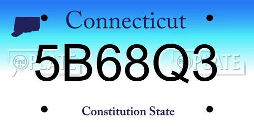 5B68Q3 Connecticut License Plate
