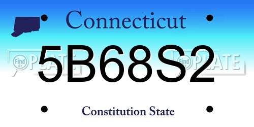 5B68S2 Connecticut License Plate