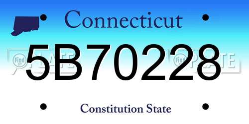 5B70228 Connecticut License Plate