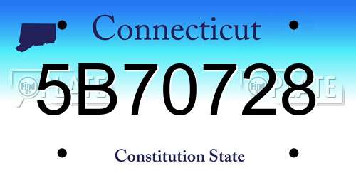 5B70728 Connecticut License Plate