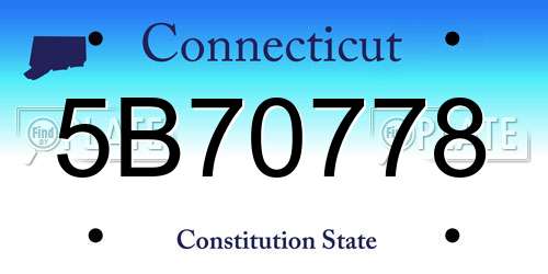 5B70778 Connecticut License Plate