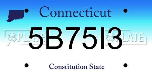 5B75I3 Connecticut License Plate