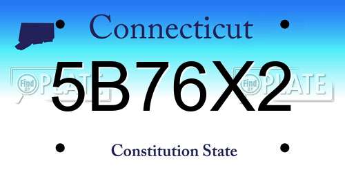 5B76X2 Connecticut License Plate