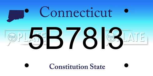 5B78I3 Connecticut License Plate
