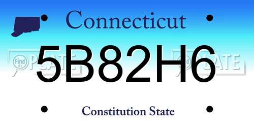 5B82H6 Connecticut License Plate