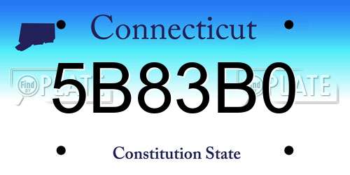 5B83B0 Connecticut License Plate