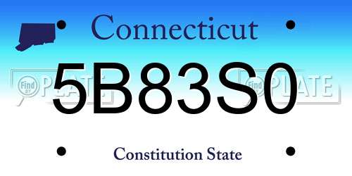 5B83S0 Connecticut License Plate