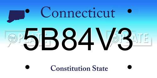 5B84V3 Connecticut License Plate