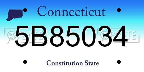 5B85034 Connecticut License Plate