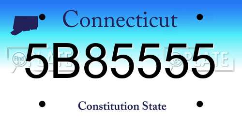 5B85555 Connecticut License Plate