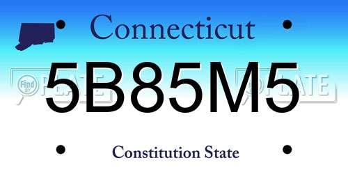 5B85M5 Connecticut License Plate
