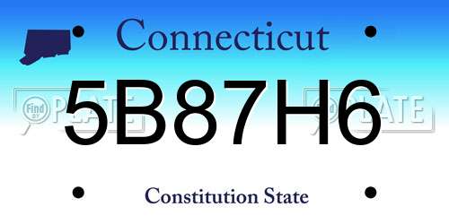 5B87H6 Connecticut License Plate