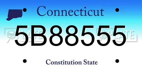 5B88555 Connecticut License Plate