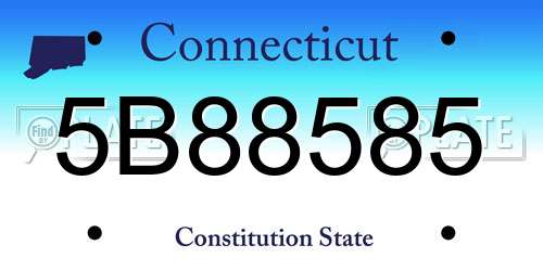 5B88585 Connecticut License Plate