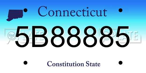 5B88885 Connecticut License Plate