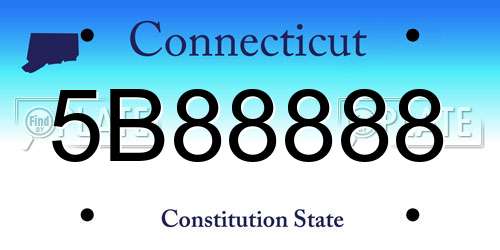 5B88888 Connecticut License Plate