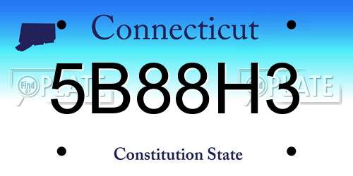5B88H3 Connecticut License Plate