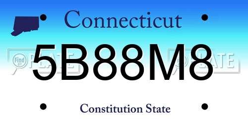 5B88M8 Connecticut License Plate