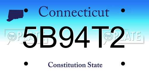 5B94T2 Connecticut License Plate